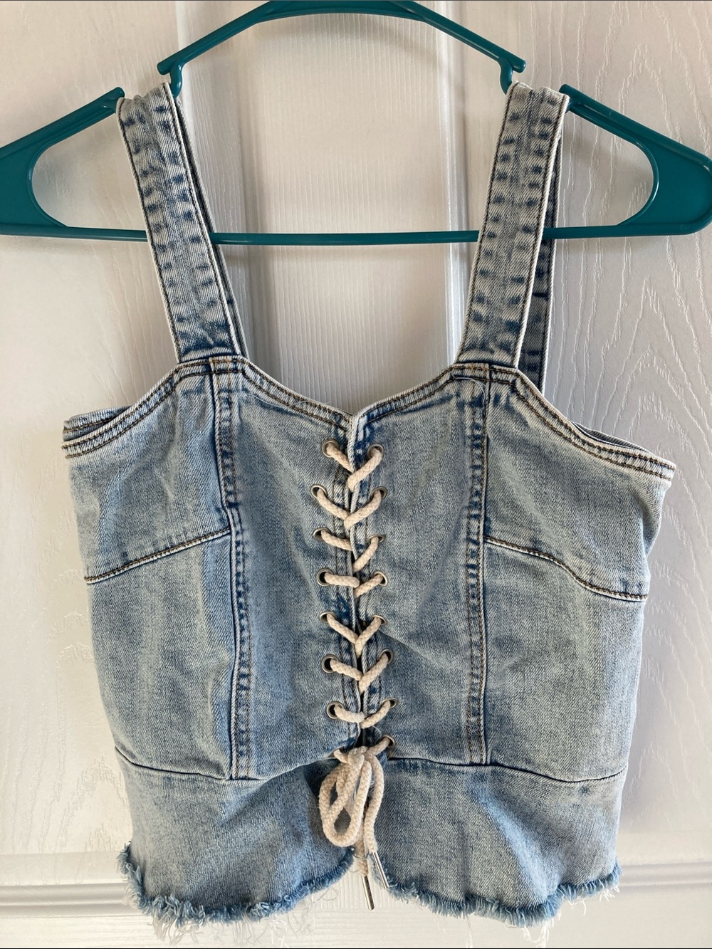 Super Cute Light Denim Lace-Up Tank Top